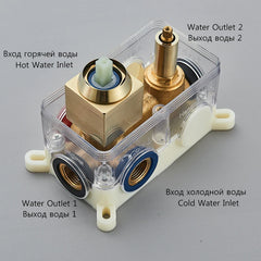 Brushed Golden Bathroom Shower Faucet Concealed Install 2 Way Rainfall Shower Set Wall Mounted Shower System Hot Cold Mixer Tap