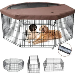 Foldable Metal Dog Exercise Playpen Gate Fence Dog Crate 8 Panels 24 Inch Height Puppy Kennels with Bottom Pad