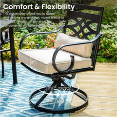 7 Pcs Patio Dining Sets, Outdoor Table Chair Set for 6 with Swivel Chairs and Steel Round Table, Outdoor Dining Furniture