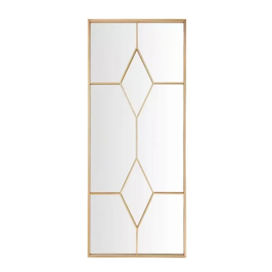 Oversized Gold Metal Frame Diamond Windowpane Classic Floor Mirror (70 in. H x 29 in. W),suitable for rooms, bedrooms, bathrooms
