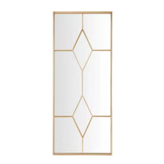 Oversized Gold Metal Frame Diamond Windowpane Classic Floor Mirror (70 in. H x 29 in. W),suitable for rooms, bedrooms, bathrooms