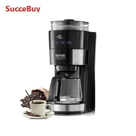 Succebuy Coffee Maker with Grinder Grind and Brew Coffee Maker Adjustable Grinding Coarseness for Home Office Restaurant