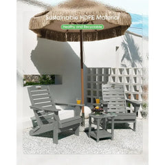 Chair Folding Adirondack Chairs with Cup Holder, Outdoor Fire Pit Chairs All-Weather Lawn Chair for Deck Patio Garden (Grey)