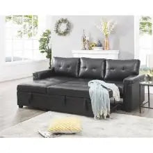 Sleeper Sectional Sofa with Convertible Sofa Bed & Storage Chaise