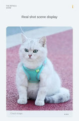 Vest Walking Traction Rope Cat Harness with Reflective Strip Dog Collar Breathable Mesh Harness for Small Medium Pet Cat Dog