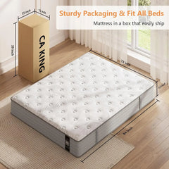 California King Mattress, 12 Inch Hybrid Gel Memory Foam Mattress with Pocket Springs, California King Size Mattress
