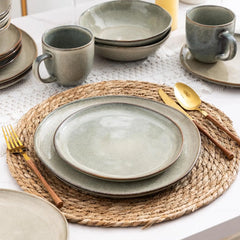Ceramic Dinnerware Sets,Handmade Reactive Glaze Plates and Bowls Set,Highly Chip and Crack Safe Dishes Set,Service for 8 (24pc)