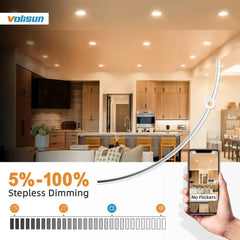 24 Pack 6 inch Recessed Lighting, 5CCT LED Recessed Light with Junction Box, 2700K-5000K Selectable, 13W Eqv 120W,