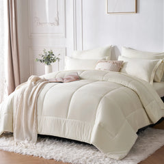 7 Piece Bed In A Bag Comforter Set Queen, Stylish solid geometry   Comforter And Sheet,Pillowcase Set, ideal gift