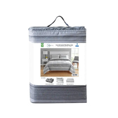 Grey Ombre Stripe Comforter Set Bed in a Bag Reversible Polyester King Twin Full Queen Soft Cozy Matching Pillow Shams Sheet