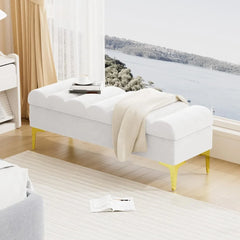 Storage Ottoman Bench for Bedroom with 420lbs Seating, 51.5" Upholstered Storage Bench End of Bed Storage Bench with Gold Legs