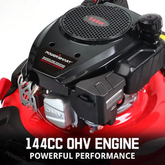 Gas Lawn Mower 21-inch, 144cc OHV Engine 3-in-1 Rear Bag, Mulch and Side Discharge, 6-Position Height Adjustment