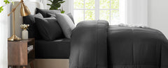 CozyLux Dark Grey California King Size Comforter Set 7 Pieces Cal King Bed in a Bag Dark Gray Bedding Sets Cali King with All Se