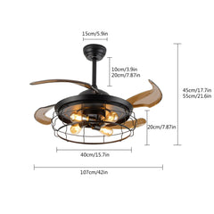 42"  Ceiling Fan with Light w/Remote Control 3 Gear Wind Flush Mount Ceiling Fan