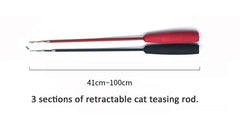 Funny Cat Interactive Toys  Feather Teaser Stick Retractable Three Section Fishing Rod Colorful Plush With Bells Pet Supplies