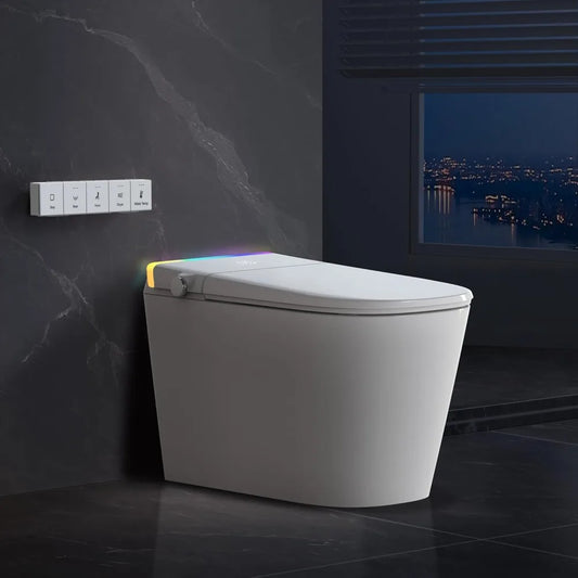 Smart Toilet with Built-in Tank & Bidet,4-Second Quiet Flush, Dual User Memory, Auto Open/Close, Foot Sensor Flush,Self-Cleaning