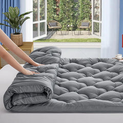 Mattress Pad Cover Cooling Mattress Topper 500gsm Mattress Cover Quilted Fitted Mattress Protector With 8-21 Inch Deep Pocket