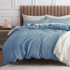 Cotton Duvet Cover King - 100% Cotton Waffle Weave Coconut White Duvet Cover King Size, GentleSoft™ and Breathable Bedding Set