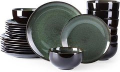 Ceramic Dinnerware ,Stoneware Plates and Bowls Sets,Handmade Reactive Glaze Dishes Set,Chip Resistant and Scratch (24PCS)