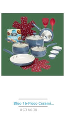 12-Piece Corsair Blue Nonstick Aluminum Cookware Set Home Kitchen Utensil Collection