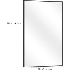 Bathroom Mirror for Wall, 55x36 Inch Rectangle Mirrors with Metal Frame, Modern Vanity Wall Mirror Decor for Entryway Hangs,