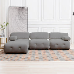 Modular Sectional Sofa with Reversible Chaise, Velvet L Shaped Cloud Couch with Reversible Ottoman