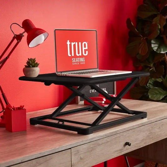 True Seating Ergo 26" Height Adjustable Laptop Standing Desk Converter, Black