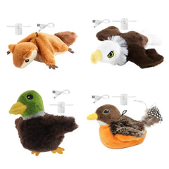Chirping Bird Cat Toy Interactive Flapping Wings Plush Bird Toy Battery Operated Stimulate Animal Kitten Toy