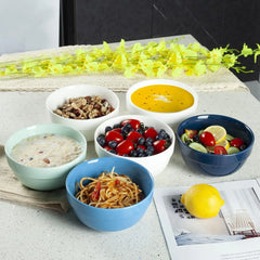 6 Inch Ceramic Soup Bowls, Cereal Bowls Set of 6, 24 Ounces White Kitchen Bowls, Bowls for Cereal Soup Rice Pasta Salad Oatmeal