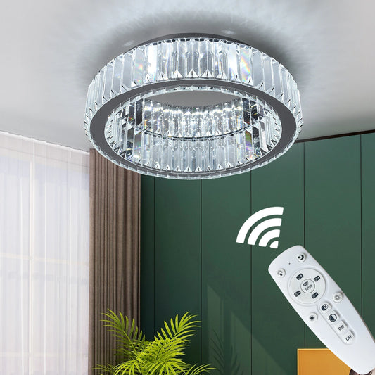 Modern Big Crystal Ceiling Lamp LED Light Circle Chandelier Lustre Indoor Bedroom RC Dimmable Fixtures Living Room Hotel Decor