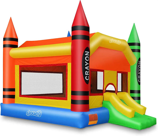 Crayon Bounce House with Blower Large Inflatable Bouncer for Kids with Slide Safe & Lead Free