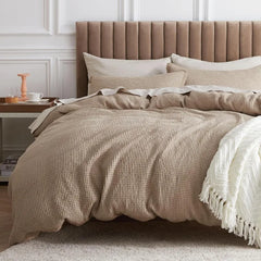 Cotton Duvet Cover King - 100% Cotton Waffle Weave Coconut White Duvet Cover King Size, GentleSoft™ and Breathable Bedding Set