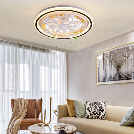 Modern Ceiling Fan and Light Combo, Remote Control, Adjustable Fan Speed and Light Colors, Flower Design for Home Décor