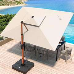 10 X 13 FT Cantilever Patio Umbrella Outdoor Large Double Top Deluxe Wood Grain Heavy Duty Rectangle Offset Umbrellas