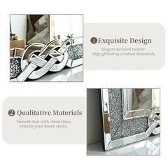 LUVODI Large Crush Diamond Full Body Wall Mirror Artistic Silver Bathroom Vanity Mirror