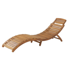 Foldable Outdoor Chaise Lounge Weather-Resistant Patio Chair with Slatted Design & Built-in Handle for Poolside/Backyard