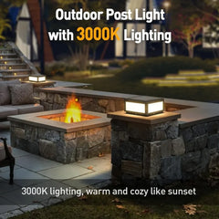 Solar Post Lights Outdoor Waterproof, Porch Fence Cap Aluminum Deck Lamp for Flat Garden Decor with IP54 Waterproof E26 Bulb