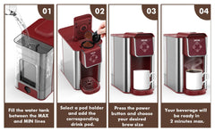 SIFENE Single Serve Coffee Machine, 3-in-1 Pod Coffee Maker for K-Pod Capsule, Ground Coffee, and Leaf Tea with 6-10 oz Cup Size