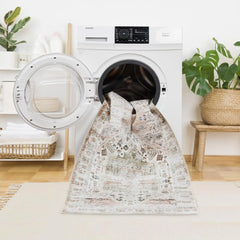 Small Area Rug 2x3 Machine Washable Entrway Rug Vintage Doormat Low Pile Distrssed Rug Carpet Foldable Lightweight Thin Rug