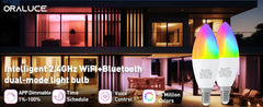 4Pack Smart Light Bulbs WiFi&Bluetooth E12 Smart Bulbs That Work with Alexa Google Home RGBCW 2700-6500K Color Changing 5W 450LM