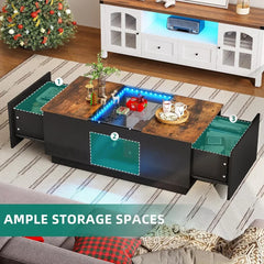 Modern LED Coffee Table with Storage, USB & Type-C Ports – Smart Living Room Centerpiece