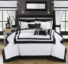 Ritz 20 Piece Comforter Set Color Blo Bed In A Bag With Sheets Ains, Queen, White