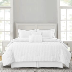 Comforter Set King (104 X 88), Seersucker Lightweight Comforter Set with Sheets, Bed in a Bag Bedding