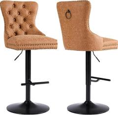 Velvet Swivel Bar Stools Set of 4 with Upholstered Back, Adjustable Counter Height Barstools, Bar Chairs for Home Bar Kitchen