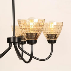 Amber Glass Lamp Shades Replacement for Lighting Fixtures, Lattice Glass Covers for Island Pendant Light Chandeliers,