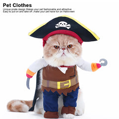 Polyester Cute Durable Pet Halloween Clothes Pirate Funny Costume Dress Up for Cats Dogs