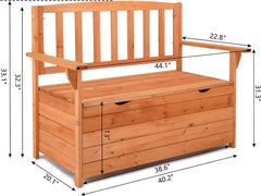 Outdoor Storage Bench, Large Wood Deck Box With Seating, Weatherproof Outdoor Bench with Storage Loveseat