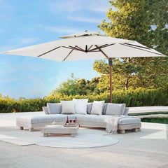10 X 13 FT Cantilever Patio Umbrella Outdoor Large Double Top Deluxe Wood Grain Heavy Duty Rectangle Offset Umbrellas