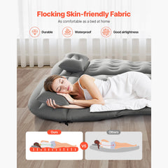 SucceBuy Car Air Mattress, Inflatable Car Camping Mattress, Flocking Thickened Travel Beds with Air Pump Fits Most SUV MPV Sedan