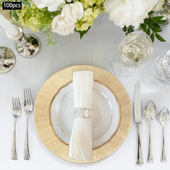 100 PCS Charger Plates Set, 13in Round Dinner Plate, Plastic Decorative Service Plate Wedding Decor Table Place